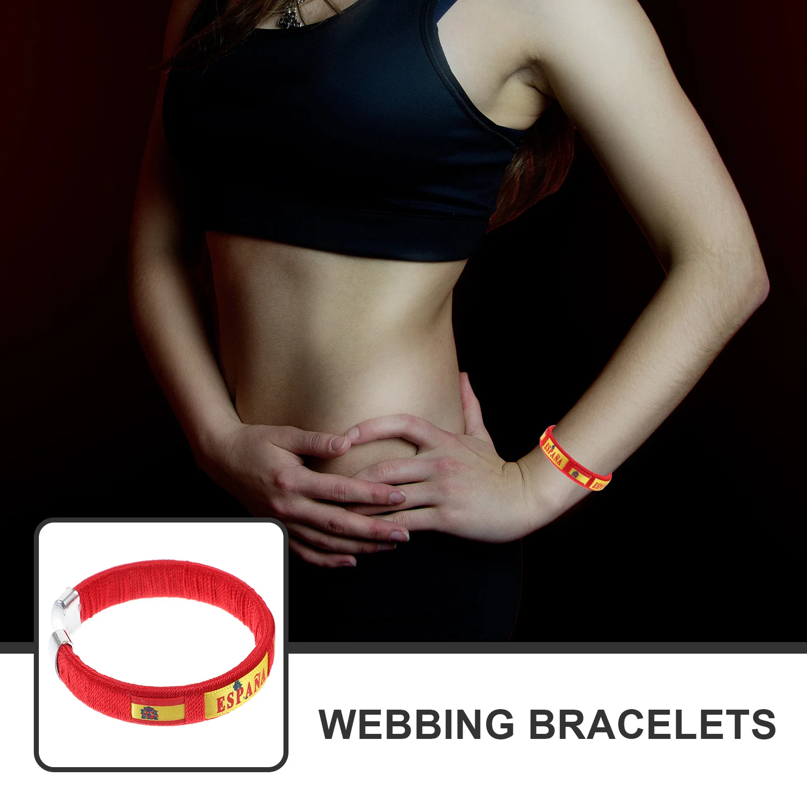 

Webbing Soccer Bracelets Flag Pattern Stretchy Wristbands for Football Game Fans Cheer Supplies Party Ornaments