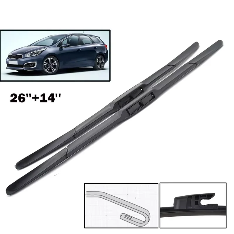 

Wiper Front Wiper Blades Set Kit For KIA Cee'd Ceed 2012 - 2017 Windshield Windscreen Window Brushes 26"+14"