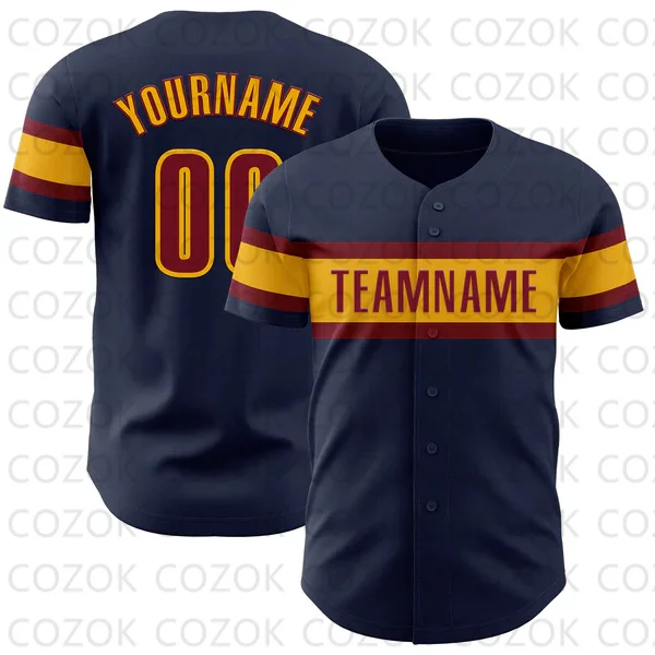 Maillot de baseball bleu foncé personnalisé pour hommes et femmes, chemise à manches courtes, chemises d'équipe imprimées en 3D, hip hop, unisexe, Y-