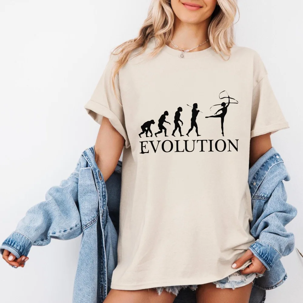 T-shirt unisexe en coton à col rond et manches courtes avec motif silhouettes humaines et d'abeilles, thème gymnastique rythmique, pour athlètes et amateurs de gymnastique