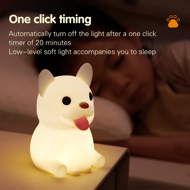 Luz nocturna de Bulldog para habitación, luz decorativa de ambiente para dormitorio, luz LED para parejas, lámpara de animales lindos, luz para dormir, 1 unidad