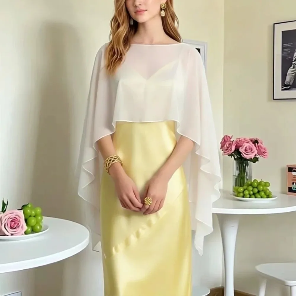 Thin Loose Fit Chiffon Cover Up Elegant Cloak Sheer Shawl Top Bohemian Transparent Chiffon Sunscreen Outerwear Women