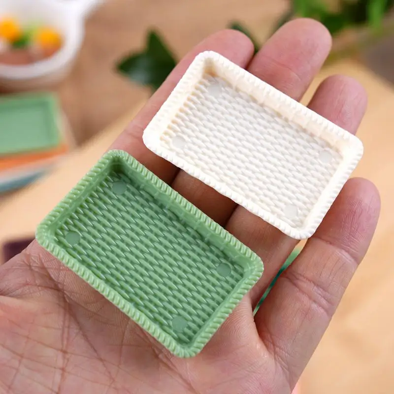 Plastic Dollhouse Miniature Kitchen Cutlery Mini Simulation Dessert Bread Dish Plate Model Doll House Toys Accessories 20pc/lot