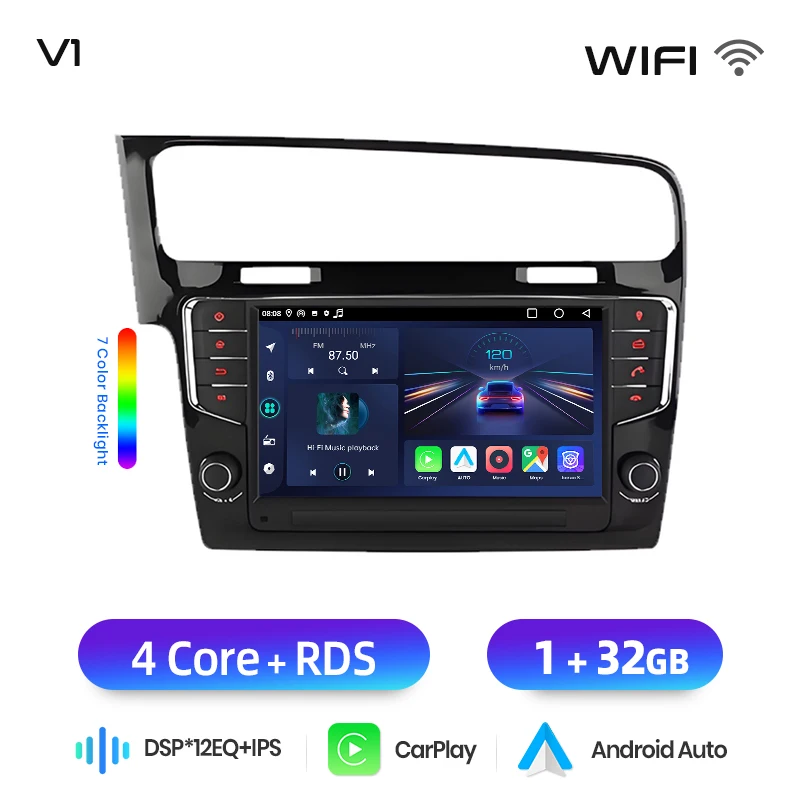 Junsun Draadloze CarPlay Android Auto Radio voor Volkswagen VW Golf 7 2013-2017 Auto Multimedia GPS BT 2din SWC DSP accessoires