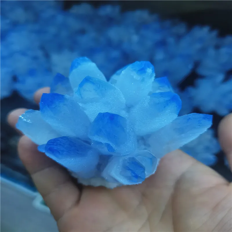 Natural Rare Blue Quartz Crystal Cluster Healing Mineral Specimen - Unique Geode Rock for Decor And Therapy