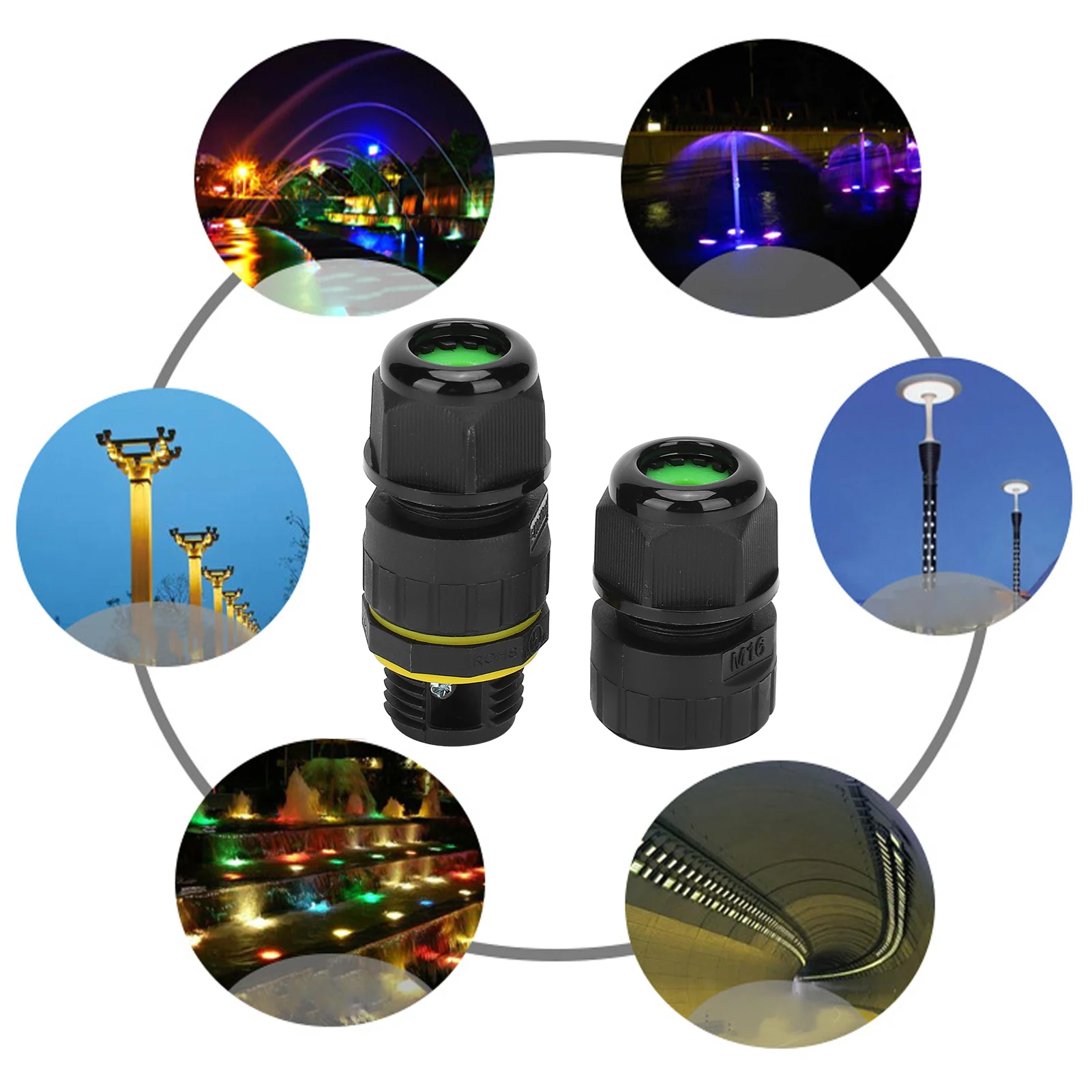 Waterproof Electrical Cable Connector 3- Outdoor Wire Joint M16-3P IP68 0.5~1.5 mm² Waterproof Electrical Cable Connector