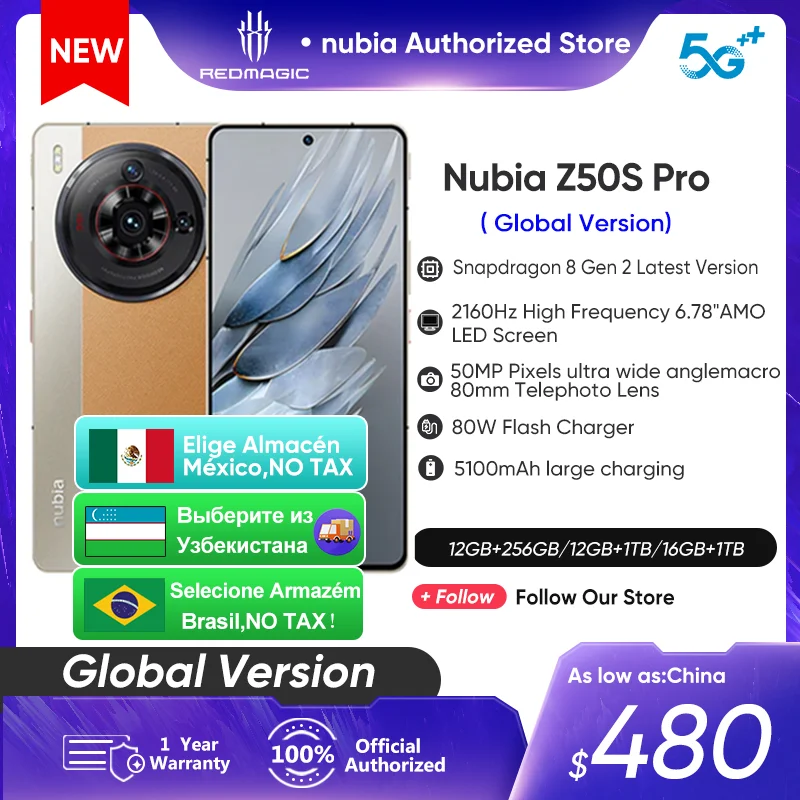 Nubia Z50S Pro 5G Global Version 6.78 inch Snapdragon 8 Gen 2 Latest Version 35mm+50MP Pixels Ultra Anglemacro 80W Flash Charge