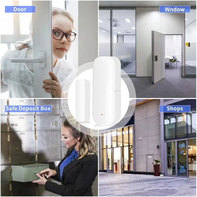 Sensor de puerta inteligente con WiFi para el hogar, Detector de alarma magnética independiente, funciona con Alexa y Google, Tuya