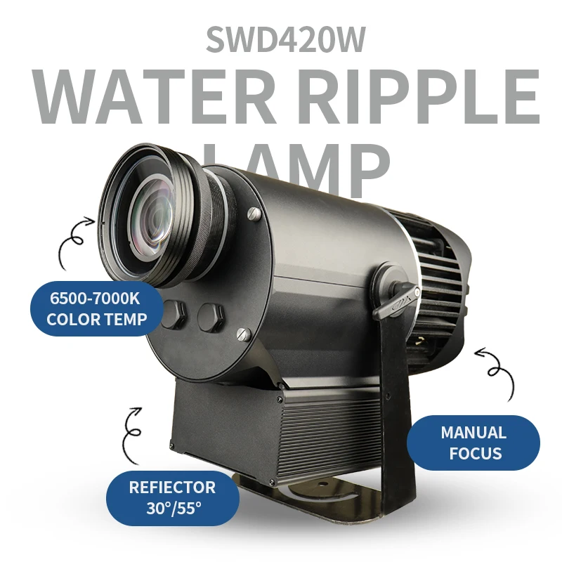 NEW High Quality 420w  Waterproof  HD  Lens  Outdoor Water Ripple Projection Light, Six Color Water Ripple Effect projector