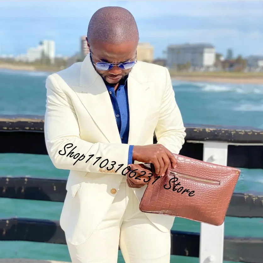 Classic Men's Suit Business Design Formal Groom Suit Peak Lapel Wedding Tuxedos Jacket Pants Slim Fit Blazer Costume Homme