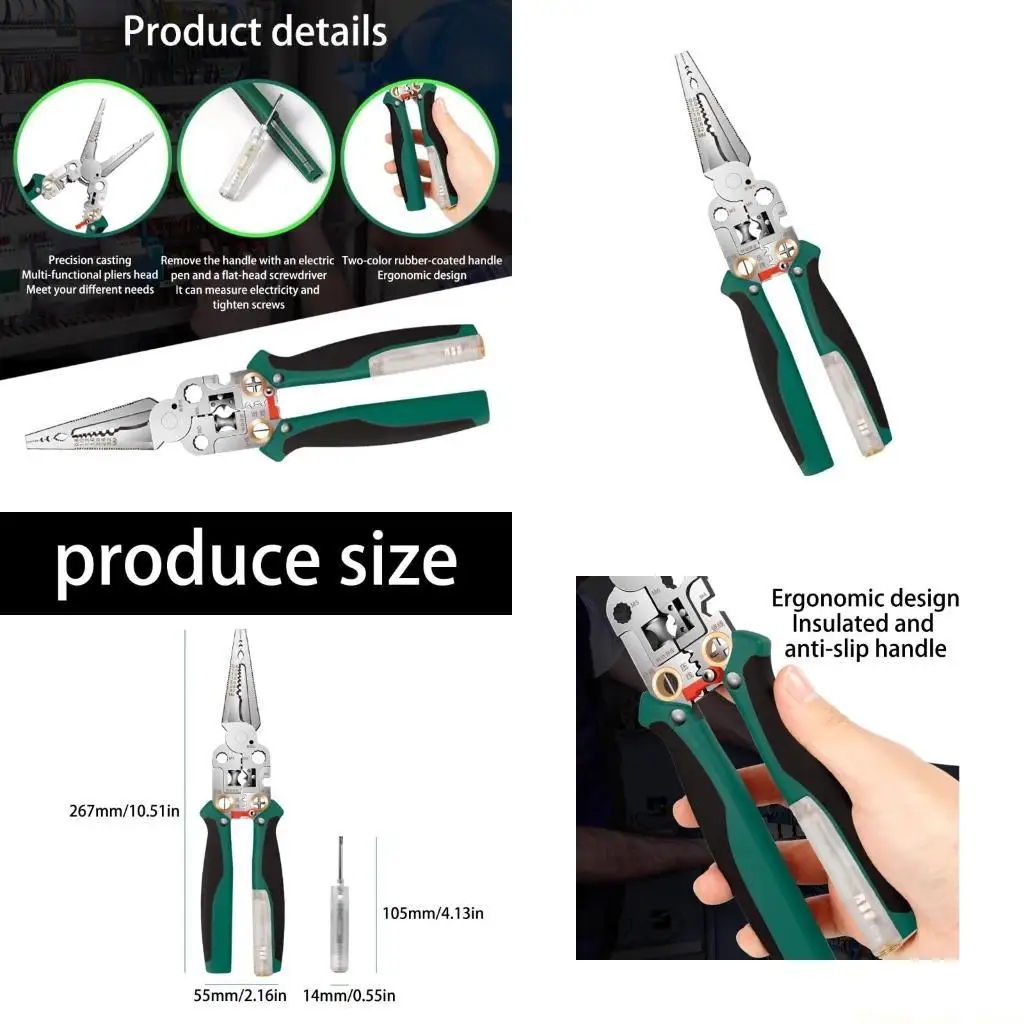 A2BE Professional Wire Stripper With Builts In Voltages Detector For 0.8-3.2mm Cable