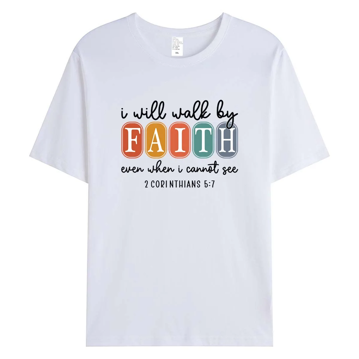

I Will Walk By Faith Christian Women T-Shirt Religious Bible Verse Graphic Tee Scripture Summer Cotton Tops Casual