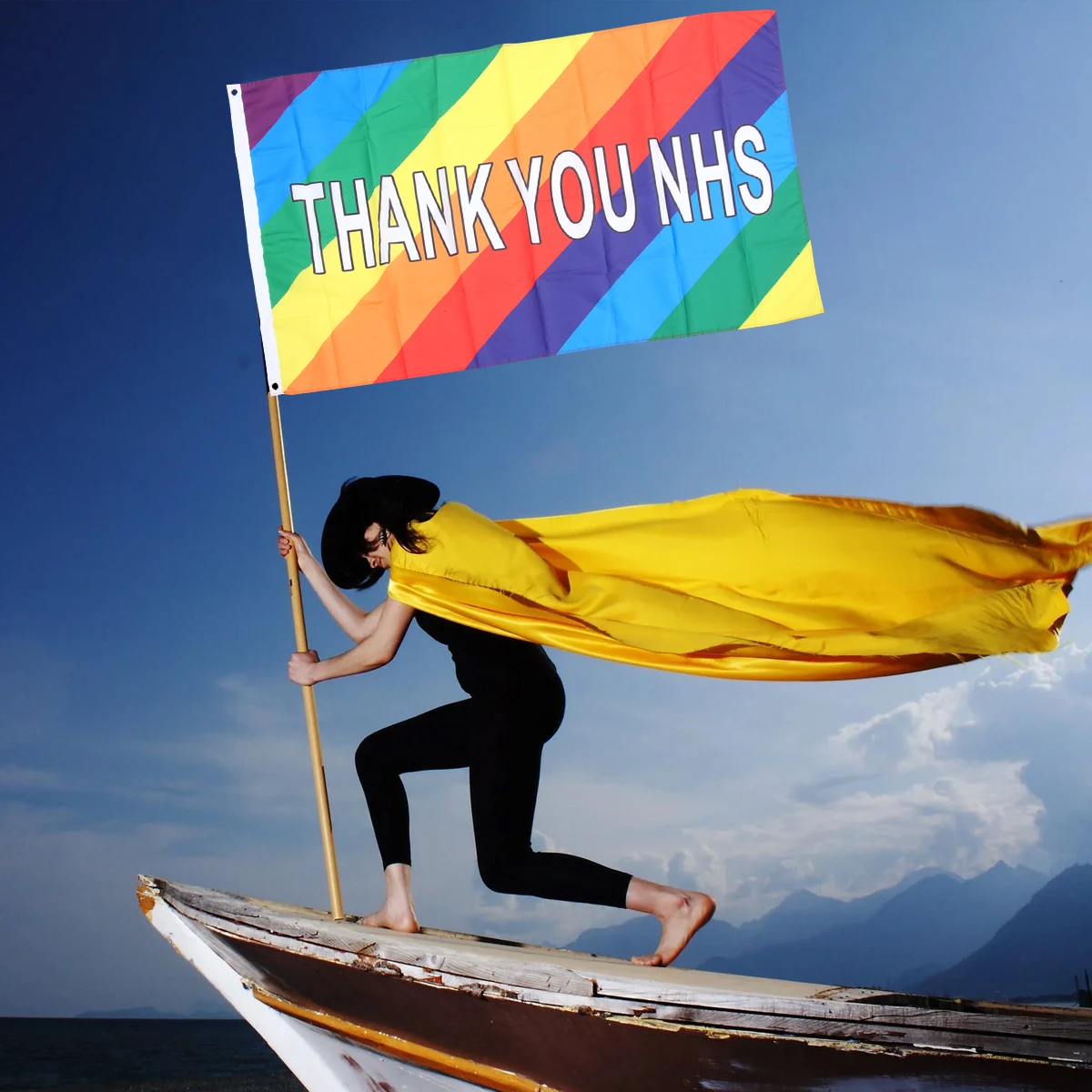 

Uk Rainbow Thank You Flag Polyester Durable Colorful Party Banner Double Stitched Foldable Flags For Festival Event Decorations