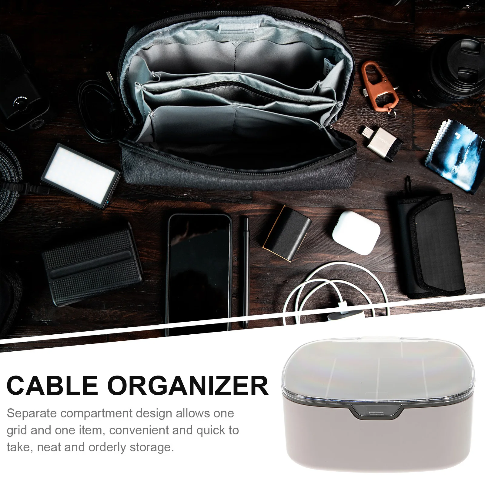 تصميم حجرة تنظيم سطح المكتب لصندوق إدارة الكابلات مناسبة لكابلات متعددة وسماعات USB Clean