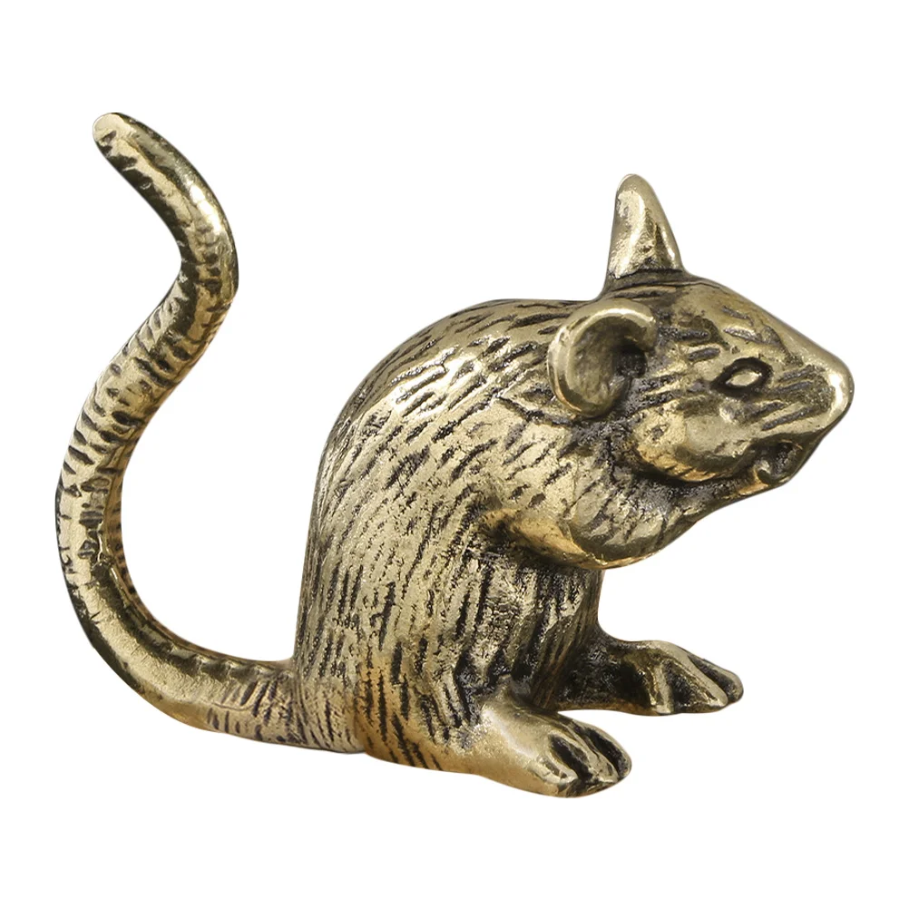 

Cute Brass Mouse Sculpture Compact Tabletop Decor for Living Room Study Car Metal Animal Ornament Home Gift Idea