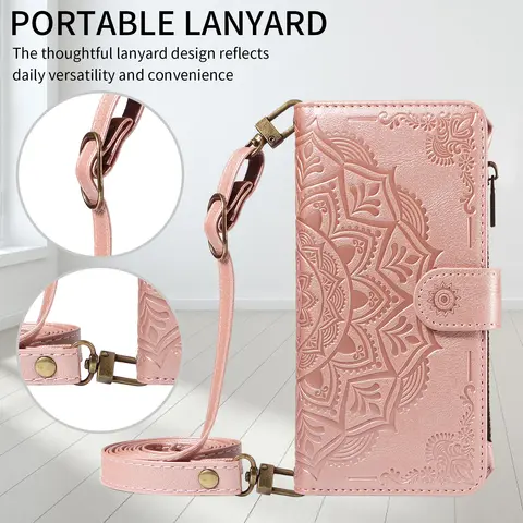 Leather Flip Phone Case For Samsung Galaxy Note 20 Ultra 8 10 Lite S10 Plus S9 S8 S7 Edge 9 Card Zipper Wallet Embossing Cover