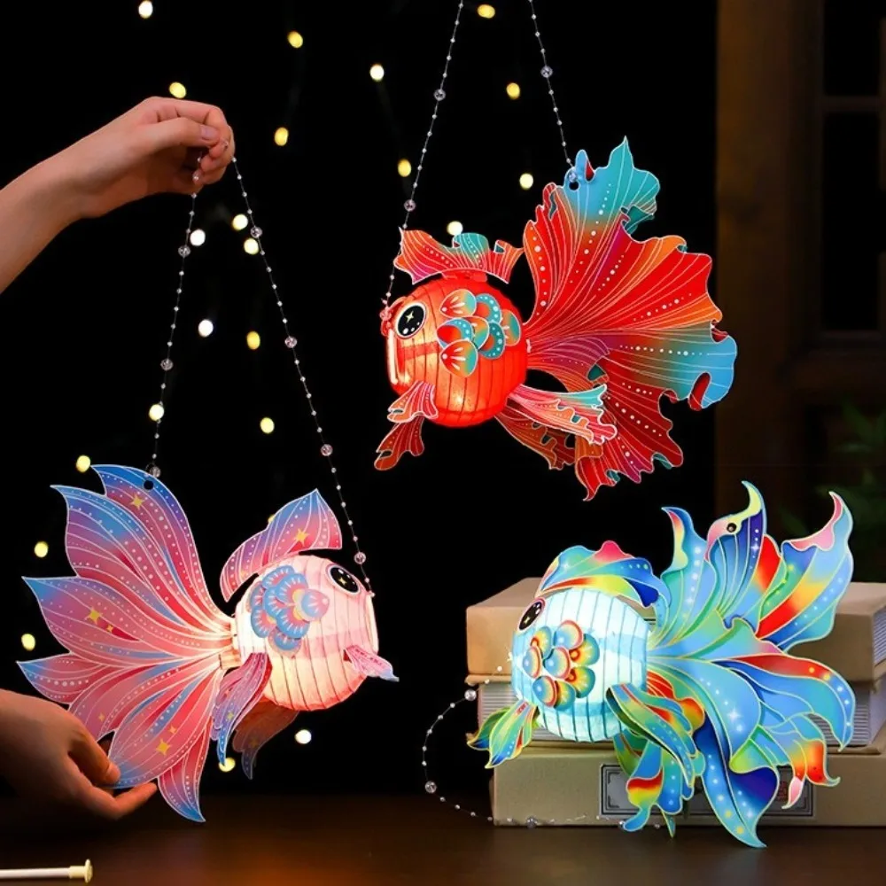 

Chinese Style Goldfish Lantern Handmade Glowing Mid-Autumn Festival Lantern Paper Koi Fish Glowing Handheld Lantern Festival