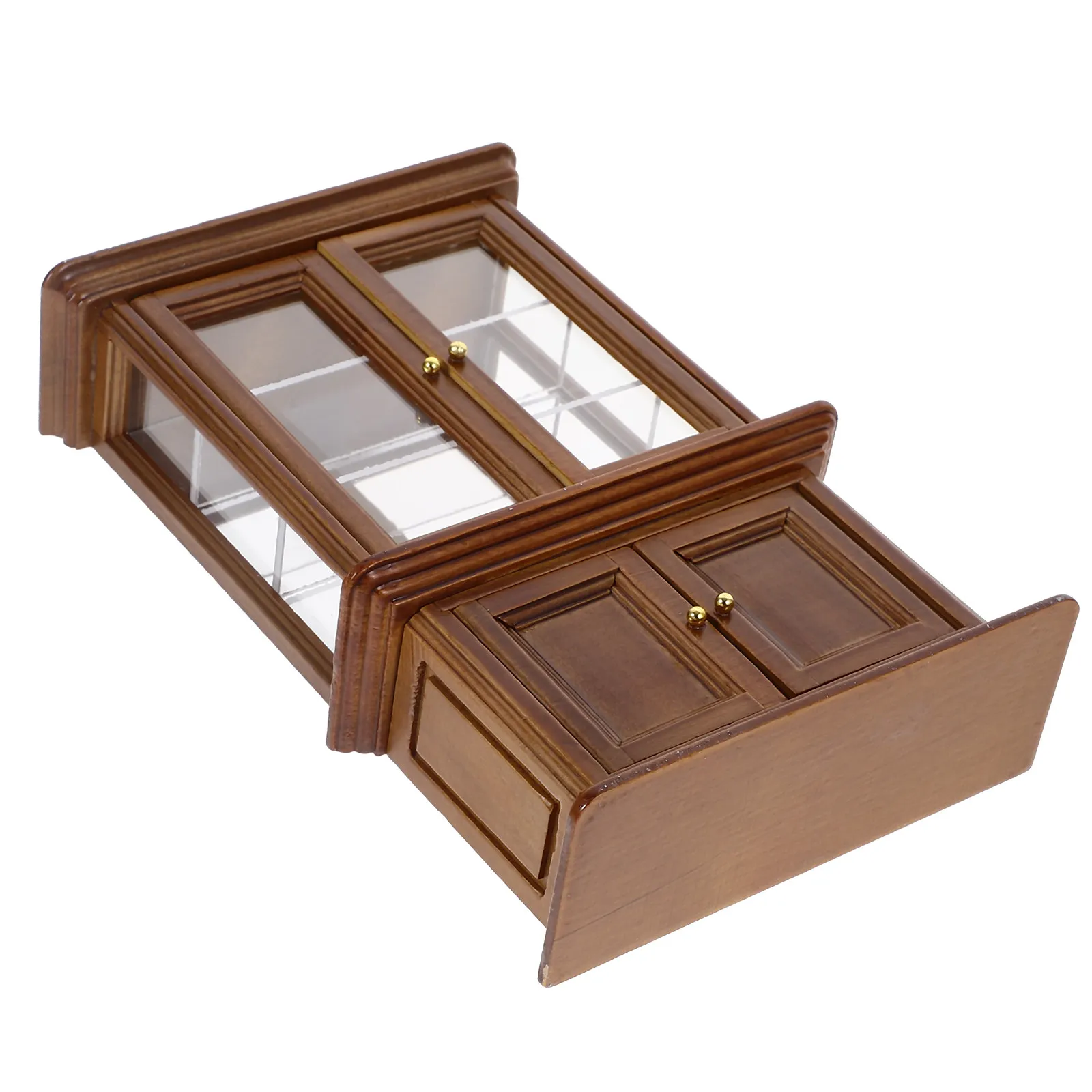 

Miniature Wooden Cabinet 1:12 Scale Small Mini House Furniture Realistic Mini Storage Display for Dollhouse Decoration