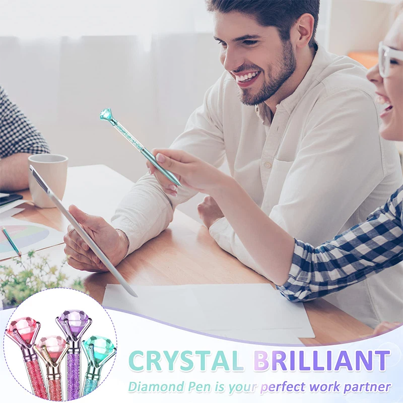 48 Pcs Crystal Diamond Ballpoint Pen Black Ink Advertising Gift Pen School Office Stationery