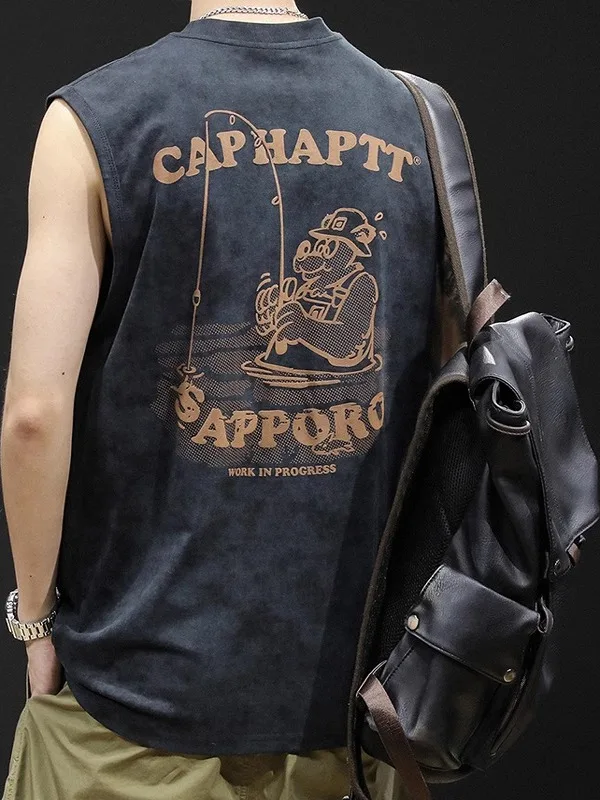 

Kazuki Kuraii Pure Cotton Svel T-irt Vest Men's Summer New Sport Fitn Large Size Men's Wear Breathable Moisture-...