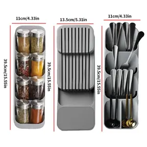 Storage tray of kitchen drawer, knife, spoon and forks, dishwasher, spice bottle container, block rack knives 6 Main Sales Talher Door - №4