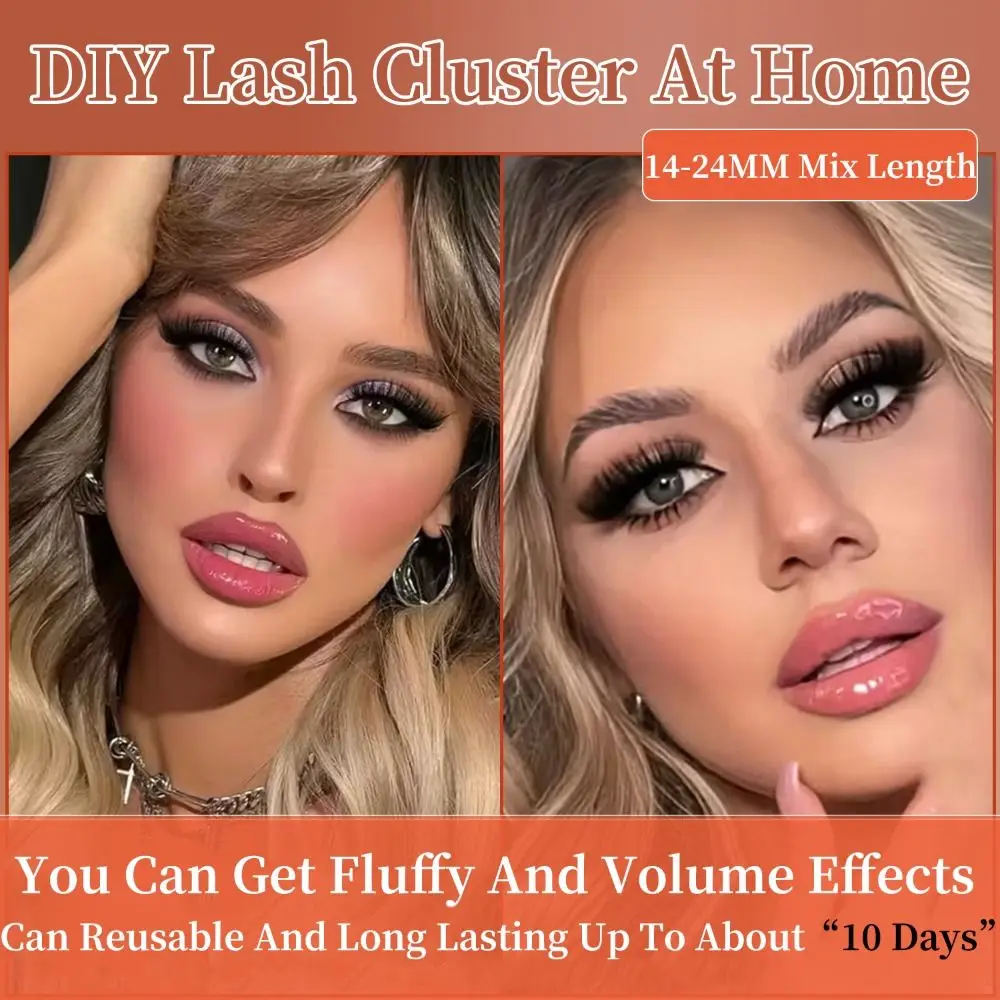 100D False Eyelashes 3D Volume Wispy Style 3D Faux Mink Lash Fluffy Clusters Volume Fans Eye Makeup Tools Makeup Enhancement