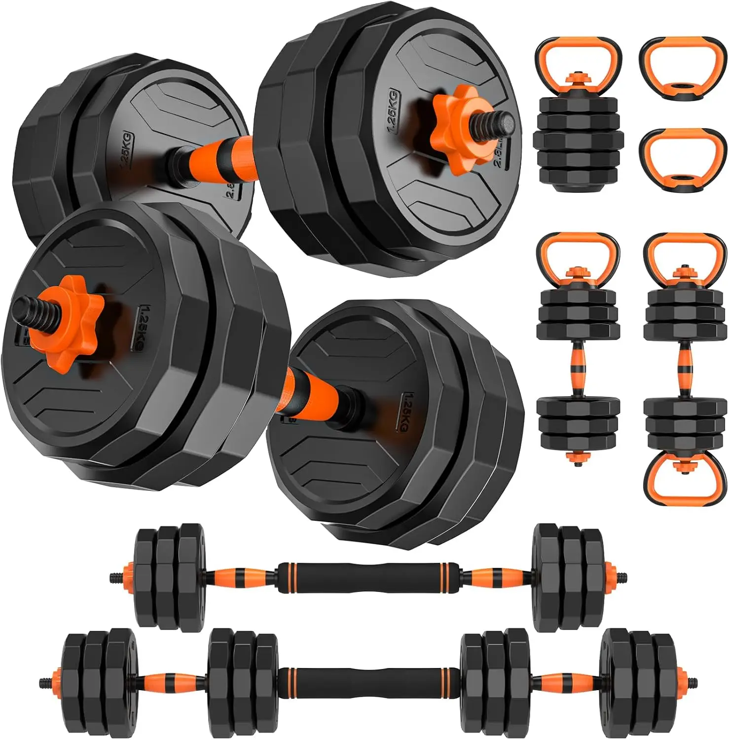 

6-in-1 Adjustable Dumbbells Set,44/66lbs Adjustable Weights Dumbbells Barbell Set with Connector,Used as Barbell, Kettlebells, P