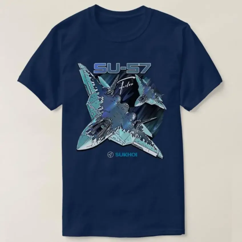 Sukhoi Su-57 Stealth Multirole Fighter Aircraft T-Shirt Short Sleeve Casaul 100% Cotton T Shirt