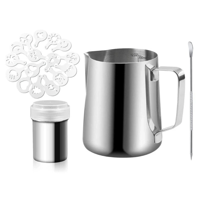 Sữa Không Khí Chảo Hơi Nước Inox-Bình Đựng Cà Phê Sữa Nghệ Thuật Latte Bột Bình Lắc Đổ Bình Cốc 918D
