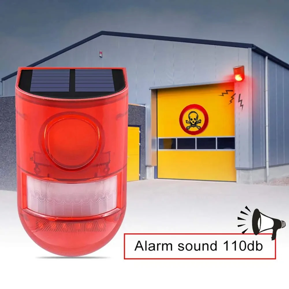 Solar Strobe Lights Motion Sensor Security Alarm 6LED Light Loud Siren for Personal Farm Villa Apartment Outdoor Yard