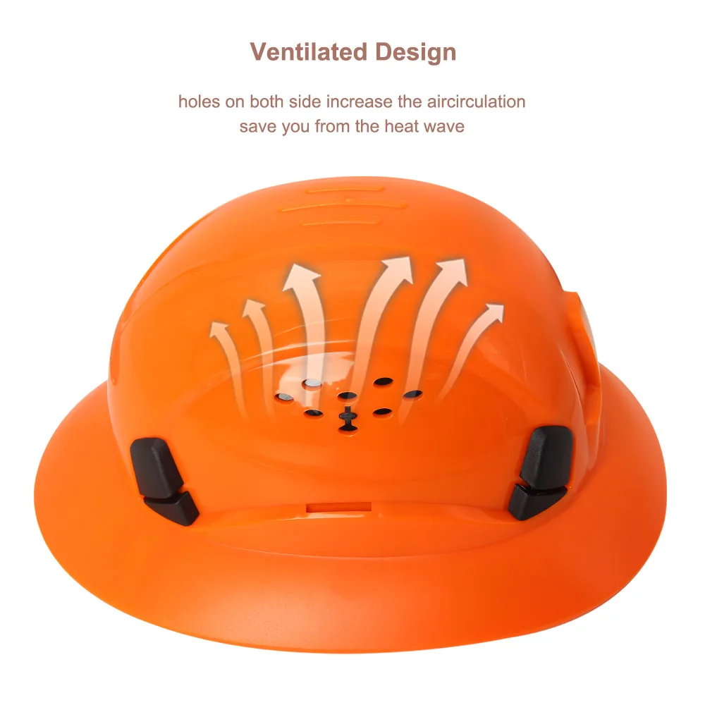 Full Brim Safety Helmet Lightweight Sunshade Breathable Work Protective Rescue Cap CE ANSI Construction Hard Hat Head Protection