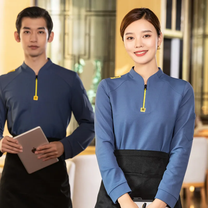 زي عمل النادل في مطعم غربي على شكل مئوية، وعاء ساخن للمطاعم، مقهى الحليب والشاي، مقهى الخريف والشتاء، بأكمام طويلة