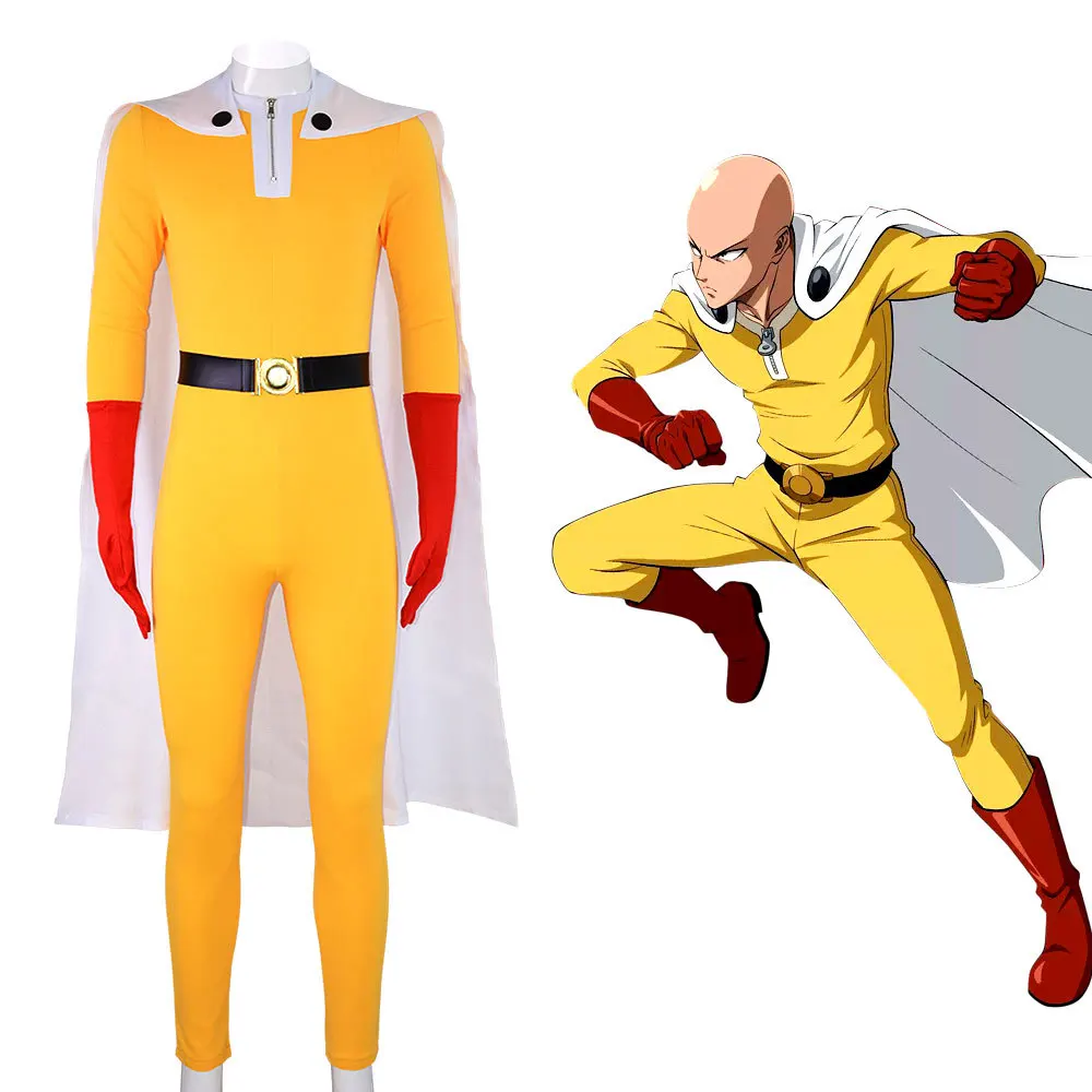 Anime One Punch Mann Saitama Cosplay Kostüm Halloween japanischen gelben Overall Outfits Anzug