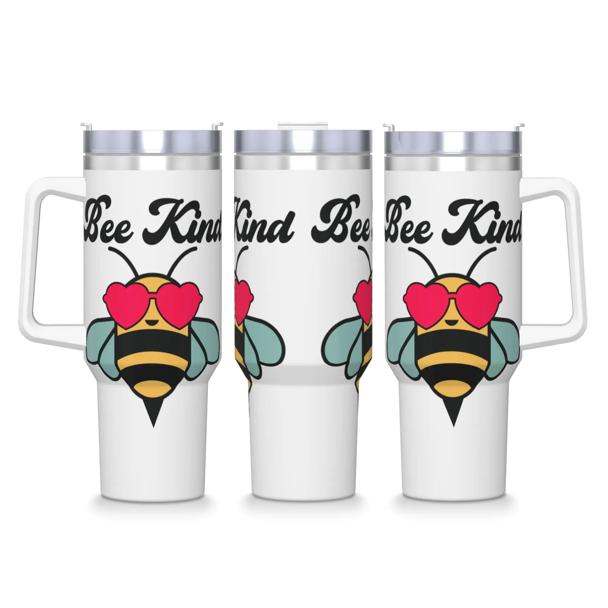 Bee Kind Stainless Steel Tumbler  Beach Thermal Mug With Straws and Lid Large Car Mugs Cold Drink Water Bottle