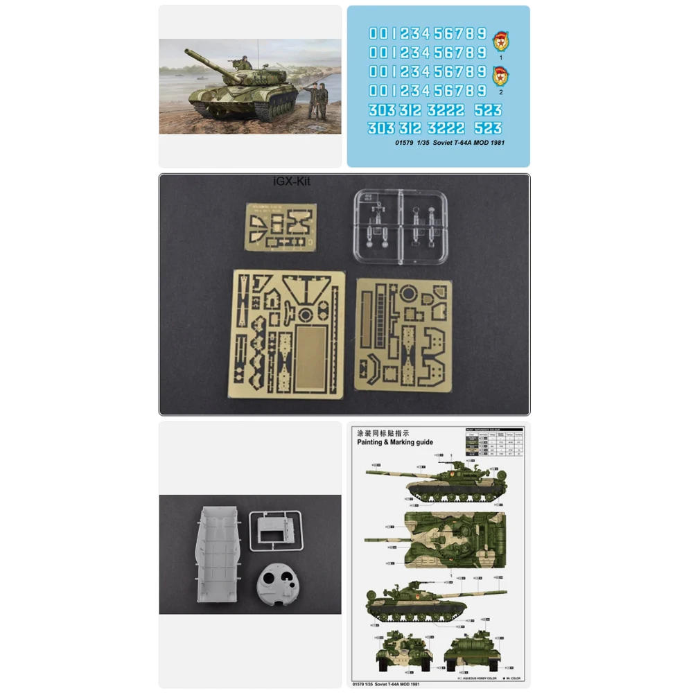 

Trumpeter 01579 1:35 Scale Soviet T64 T-64A Mod.1981 Main Battle Tank MBT Military Gift Plastic Assembly Model Toy Building Kit