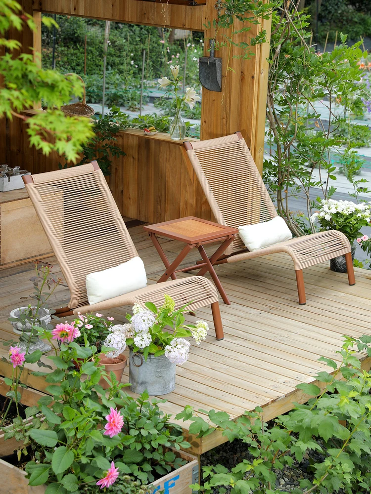 

Balcony Leisure Chairs Terrace Tables and Leisure Area Arrangement Lazy Outdoor Garden Rattan Chairs