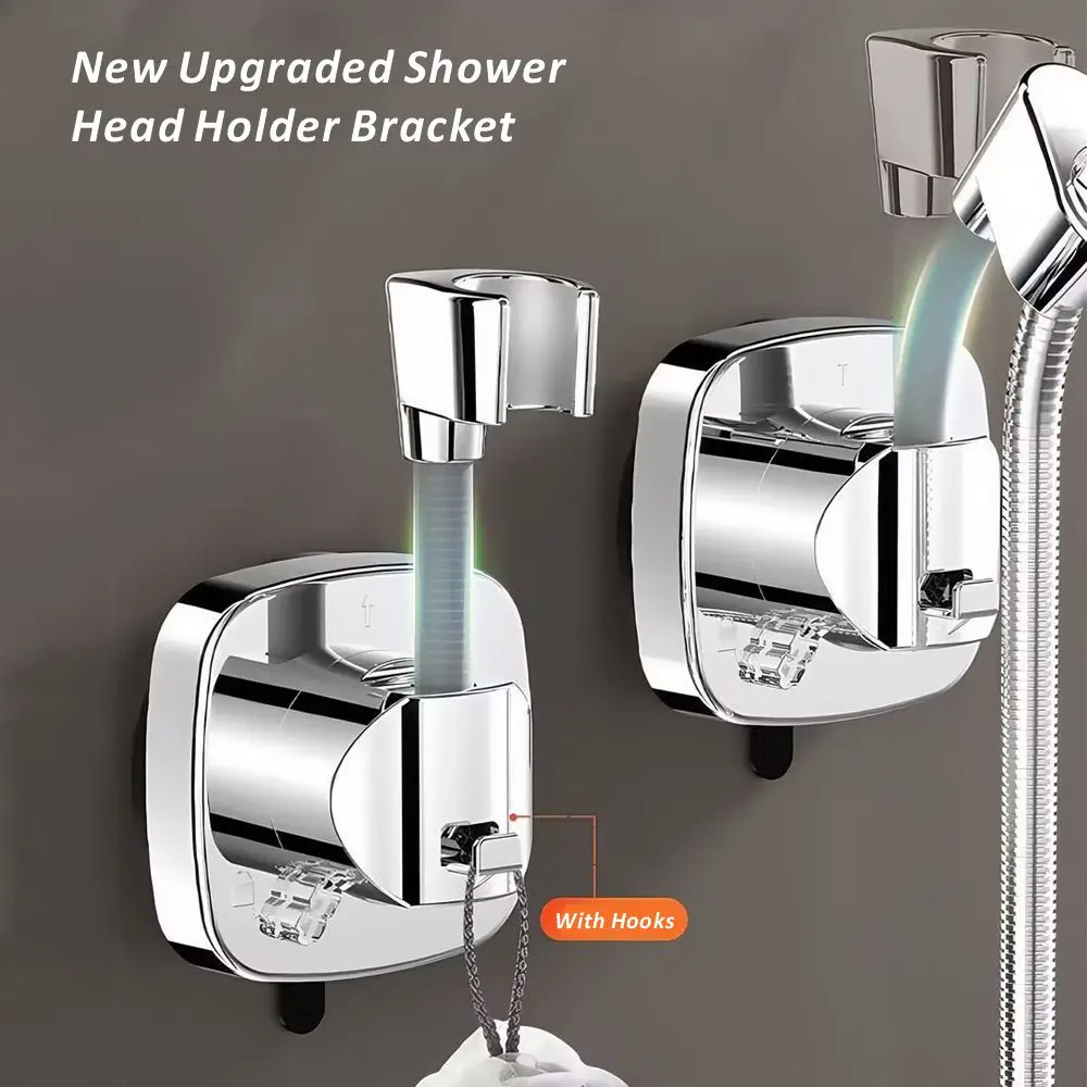 New Square Unique Horizontal Setting Suction Cup Handheld Shower Head Holder Large Shower Head Supports Relocatable Wall Mounted