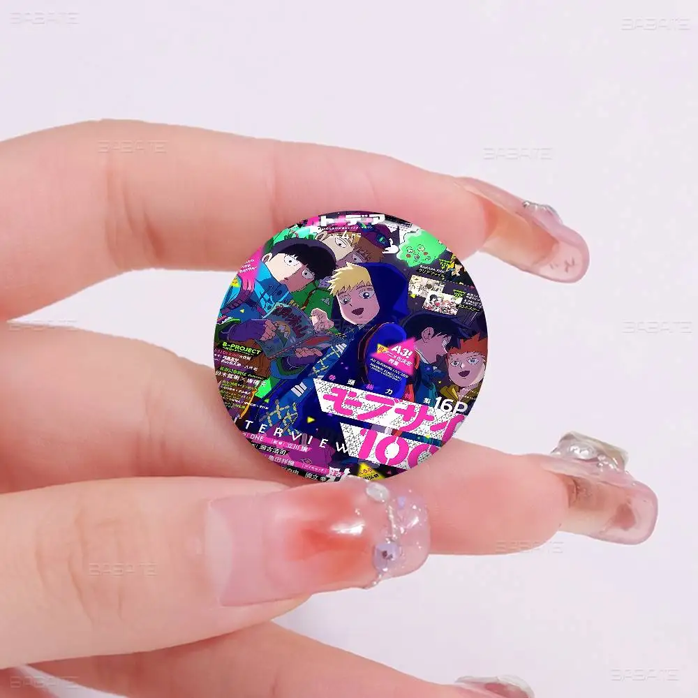 أنيمي الغوغاء النفسي 100 الإبداعية دبابيس مضحك وجه مبتسم جولة المفاجئة في بروش شارة ظهره قبعة اكسسوارات مجوهرات هدايا