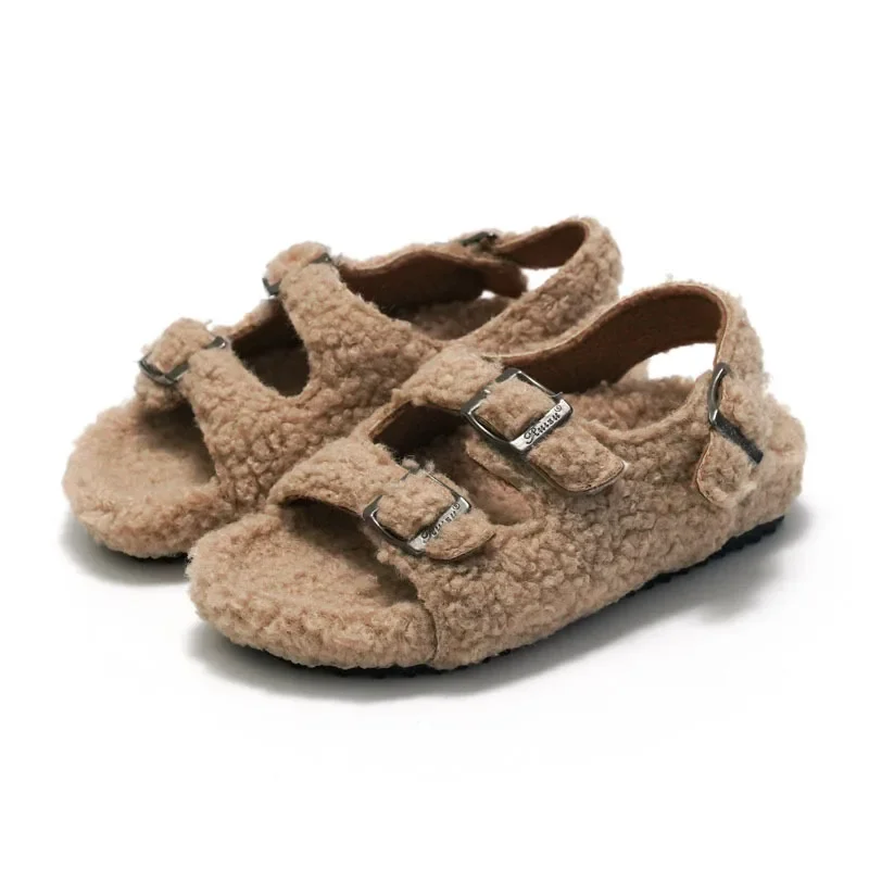 2025 neue Herbst Winter Baumwolle Schuh Plüsch Kinder Sandalen Mode Komfort Kind Schuh Jungen Mädchen Woolen Hausschuhe Einfache Casual Schuhe