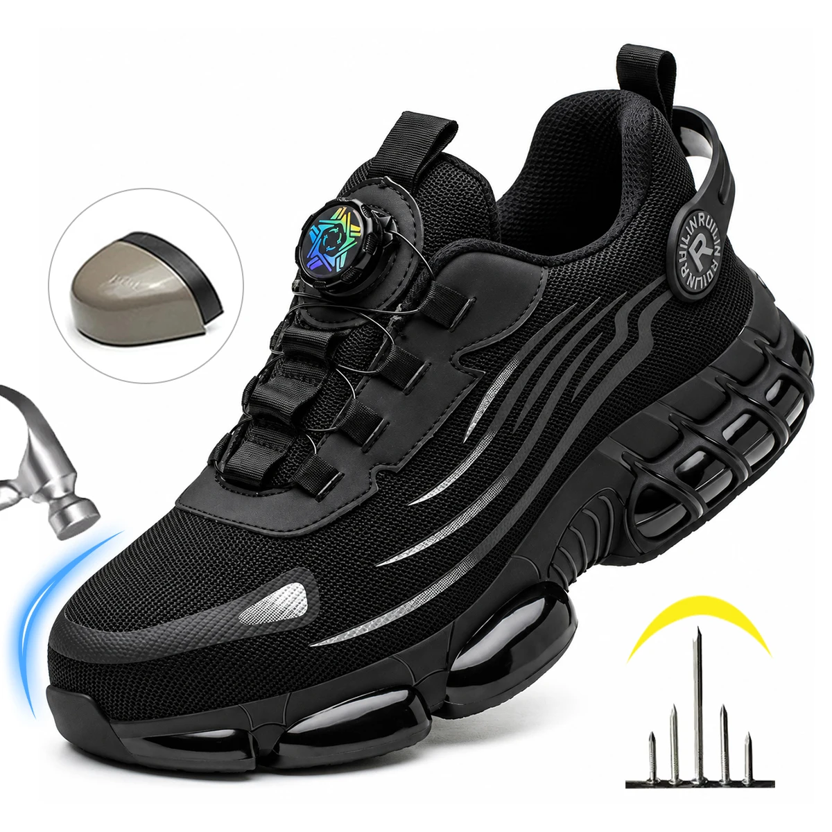 Outdoor Lighting Black - Halloween Black Safety Shoes For Men