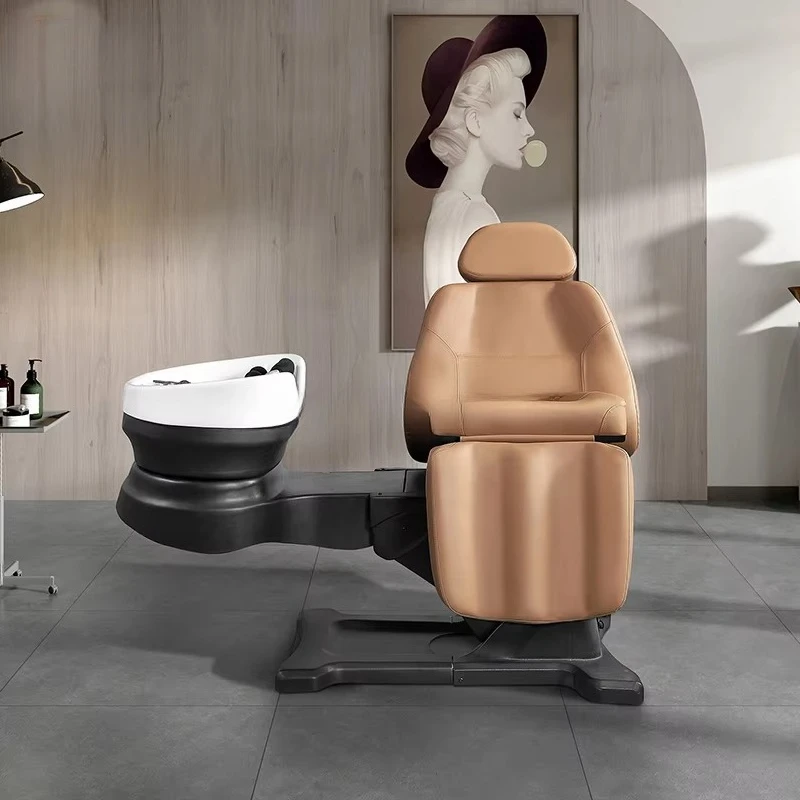 

Modern Hair Salon Furniture Lay Down Washing Chair Head Spa Massage Shampoo Bed