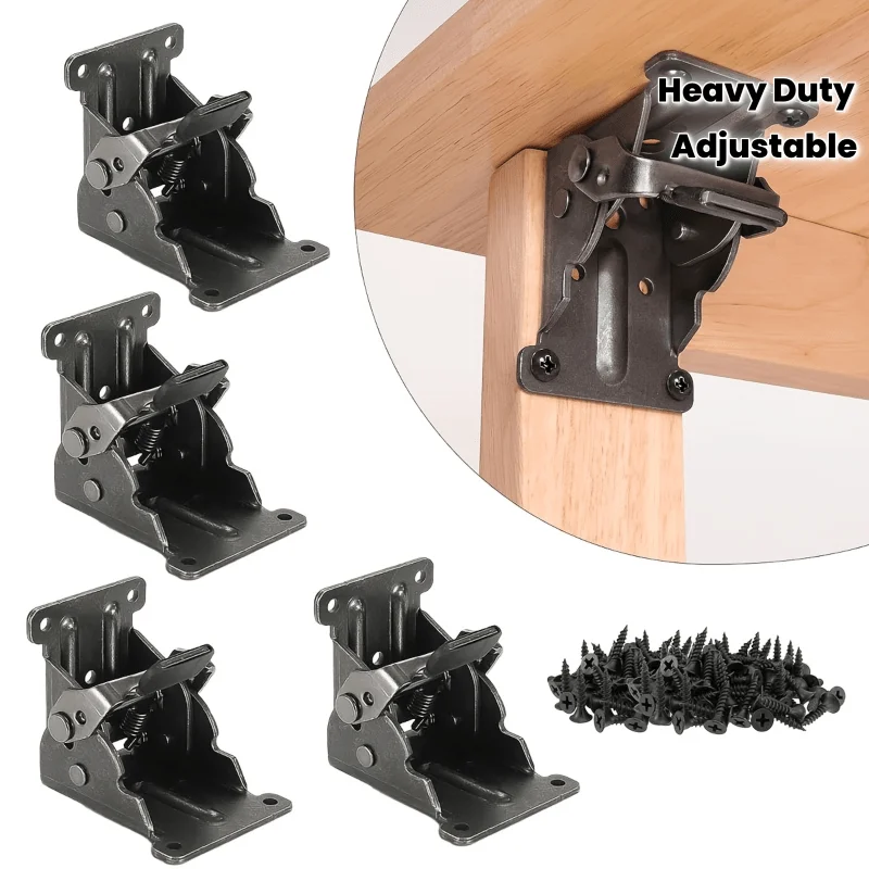Self-Locking Folding Table Leg Hinge, Heavy Duty 90 Degree Foldable Bracket, Furniture Fold Support Hinge for Workbench Desk