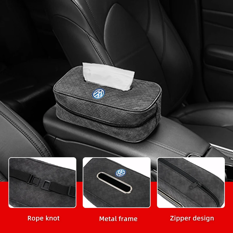 

Car In-vehicle Larger size Leather Checkered Tissue Storage Box For VW Scirocco Jetta Beetle Passat Polo Tiguan Sharan Touran