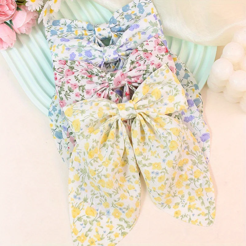 

Ретро-заколка для волос в деревенском стиле с цветочным узором и бантом, с плавающим элементом, в виде утиного клюва, повязка на голову, заколка-уточка