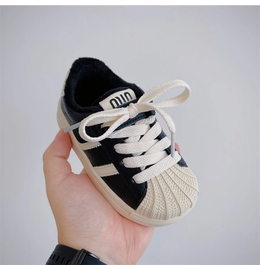 Toddler baby winter warm casual shoes boys and girls plush soft bottom outdoor sports shoes children\'s shoes kids canvas shoe