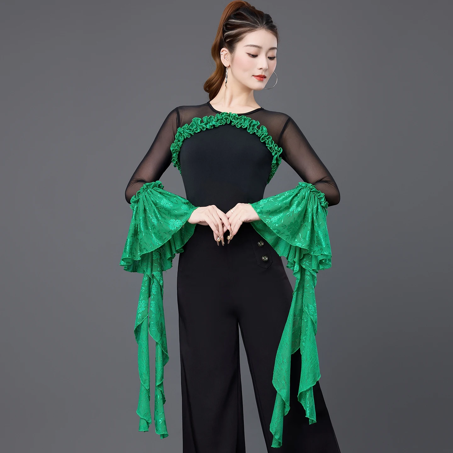 ملابس ممارسة الرقص الحديث 2025 الجديدة للرقص اللاتيني الفالس بأكمام طويلة LY5253 #2