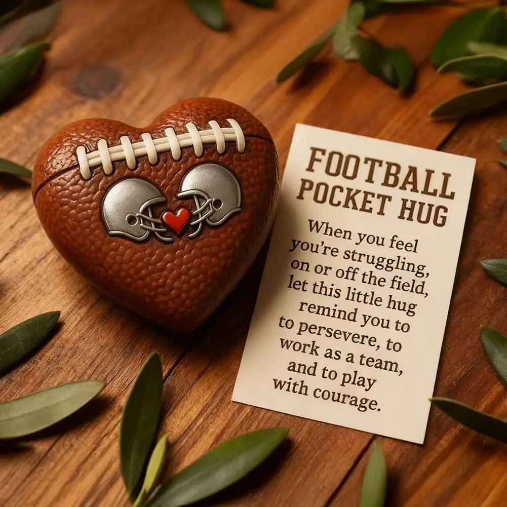 رمز جيب على شكل قلب لمحبي كرة القدم هدية تشجيع مع بطاقة ملهمة هدية عناق صغيرة للاعبين عشاق الرياضة #3