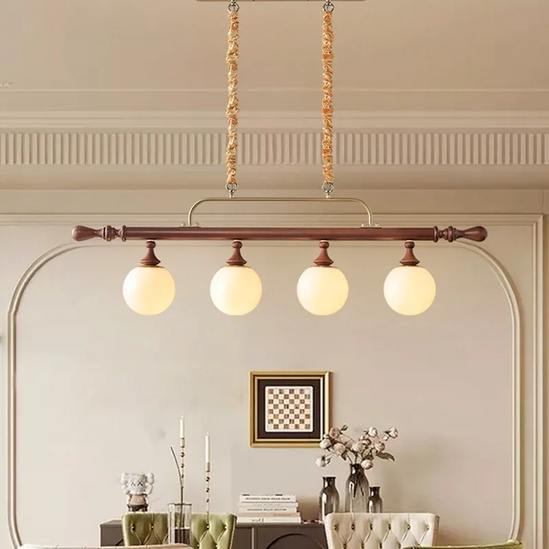 French antique long restaurant chandelier, American retro wabi style dining table bar counter Chinese tea room lamp