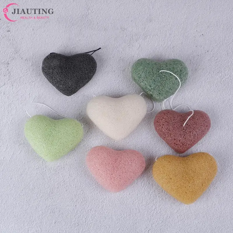 Hartvormige Peeling Reinigen Konjac Spons Natuurlijke Konjac Konnyaku Bladerdeeg Gezicht Wassen Spons Esponja Make Konjac 1Pc