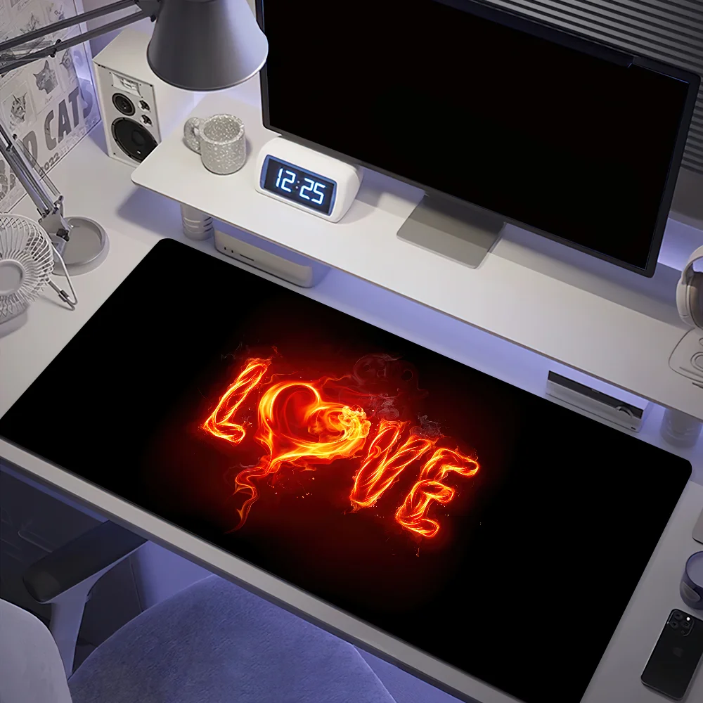 لوحة ماوس فنية من Love Fire، حصيرة مكتبية كبيرة غير قابلة للانزلاق ومضادة للفرش، لوحة مفاتيح مريحة للمكتب والمطاط والكمبيوتر المنزلي مخصصة